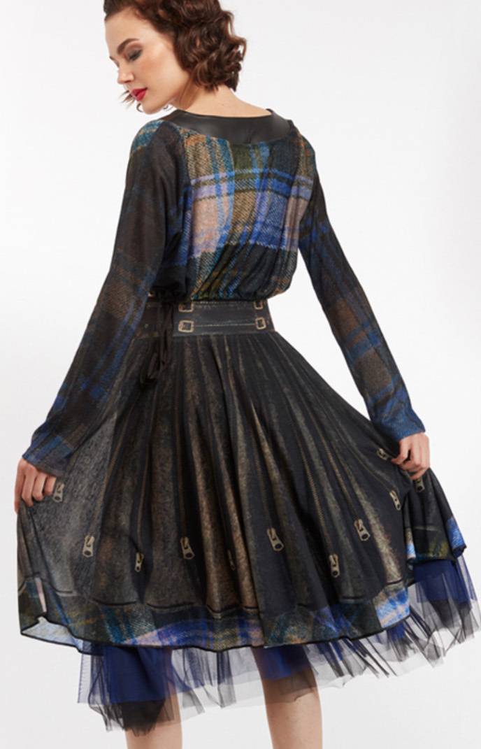 IPNG: Biker Chic Let It Snow Plaid Illusion Four Corners Skirt (Some Ship Immed!)