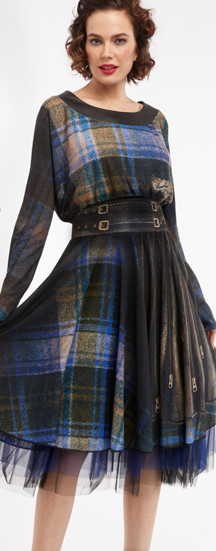 IPNG: Biker Chic Let It Snow Plaid Illusion Four Corners Skirt (Some Ship Immed!)