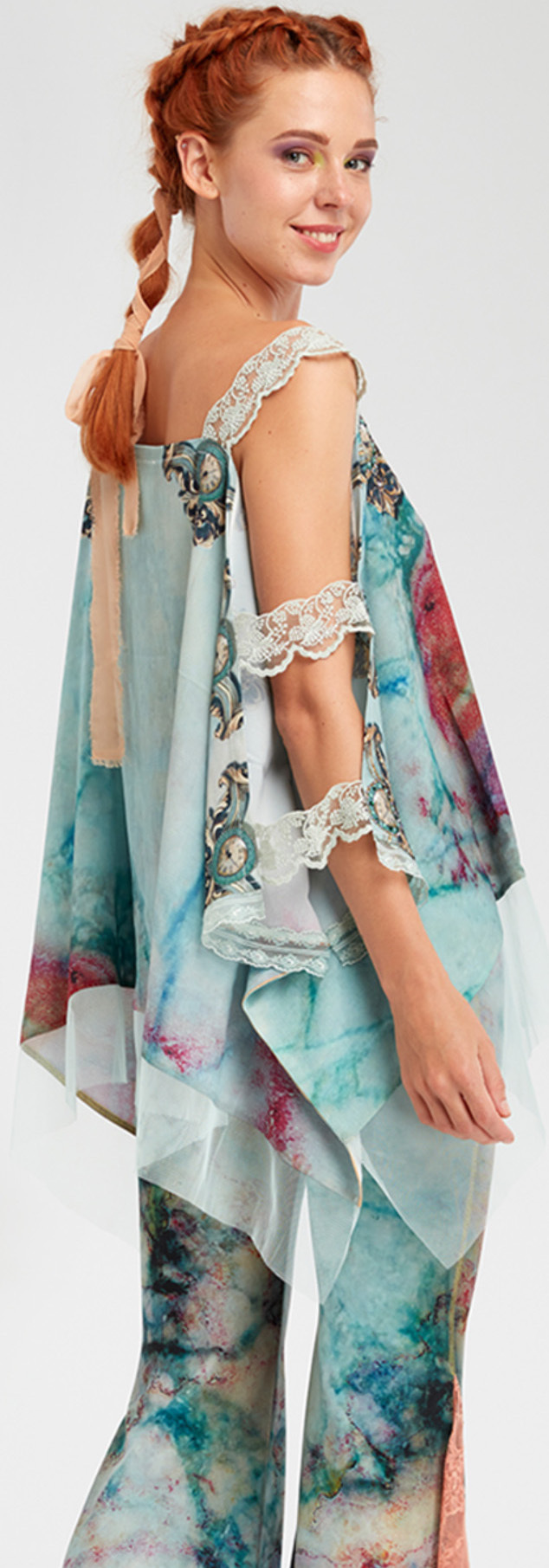 IPNG: Inna Me Rose Reflection Illusion Shawl Blouse Tunic (Ships Immed, 1 Left!)