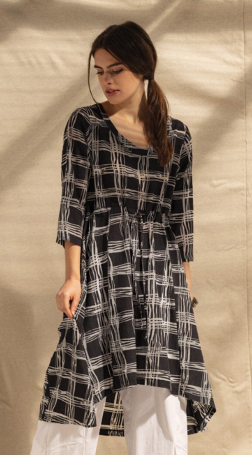 G!oze France: Streets Of Naples Pull Tie Asymmetrical Long Tunic SOLD OUT
