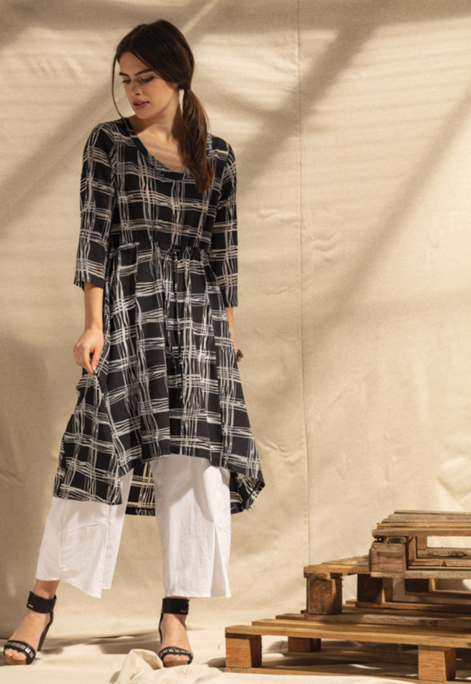 G!oze France: Streets Of Naples Pull Tie Asymmetrical Long Tunic (2 Left!)