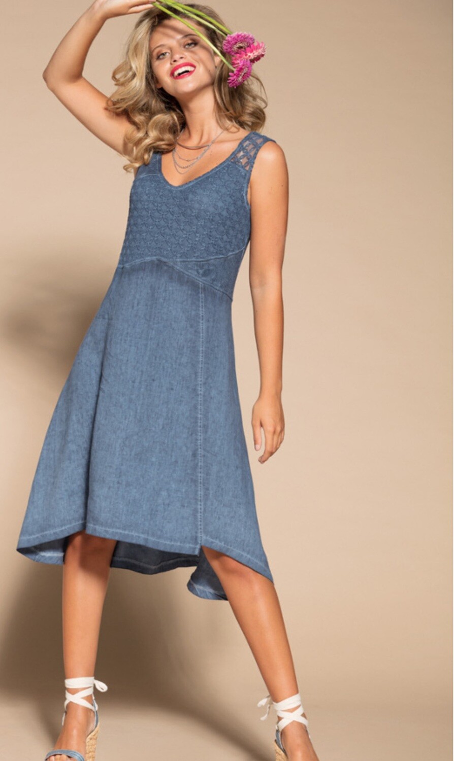 Maloka: Azul Brushed Cotton High Waisted Midi Dress (3 Left!)