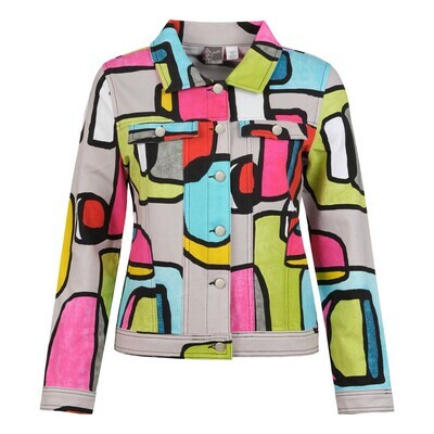 Simply Art Dolcezza: Mid Century Vibrant Romance Abstract Art Soft Denim Jacket Simply Art Dolcezza: Mid Century Vibrant Romance Abstract Art Soft Denim Jacket