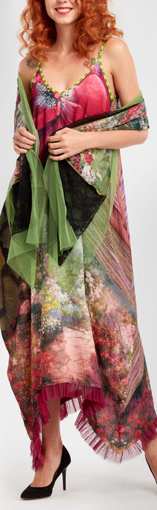 IPNG: In Paradiso Cherry Carnation 3D Illusion V-Cut Maxi Dress (Some Ship Immed!)
