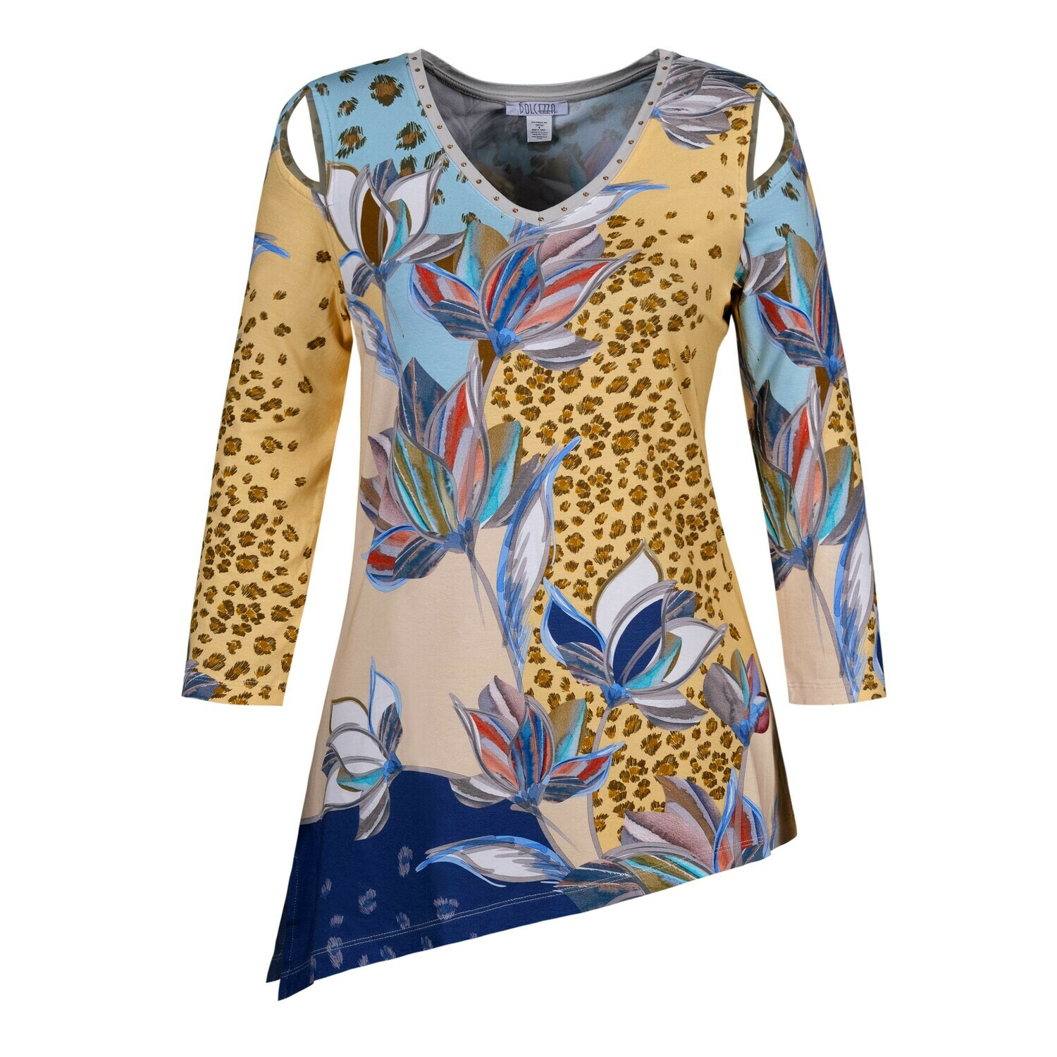 Dolcezza: Touch Of Lotus Glam Cut Out Shoulder Tunic SOLD OUT