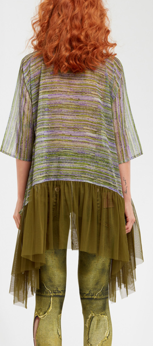 IPNG: In Paradiso Cherry Carnation 3D Illusion Ruffled Long Tunic (Ships Immed, 1 Left!)