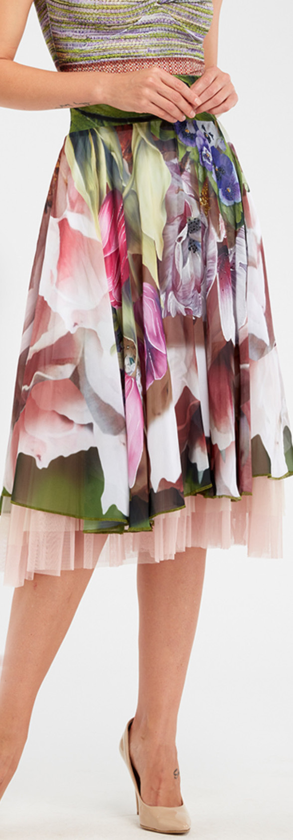 IPNG: Carnations Wrapped In Paradiso A-line Midi Skirt (Some Ship Immed!)