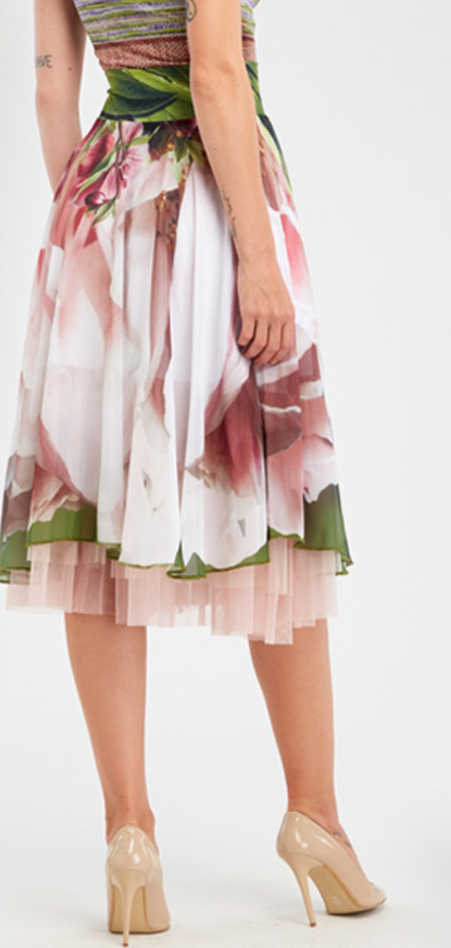 IPNG: Carnations Wrapped In Paradiso A-line Midi Skirt (Some Ship Immed!)