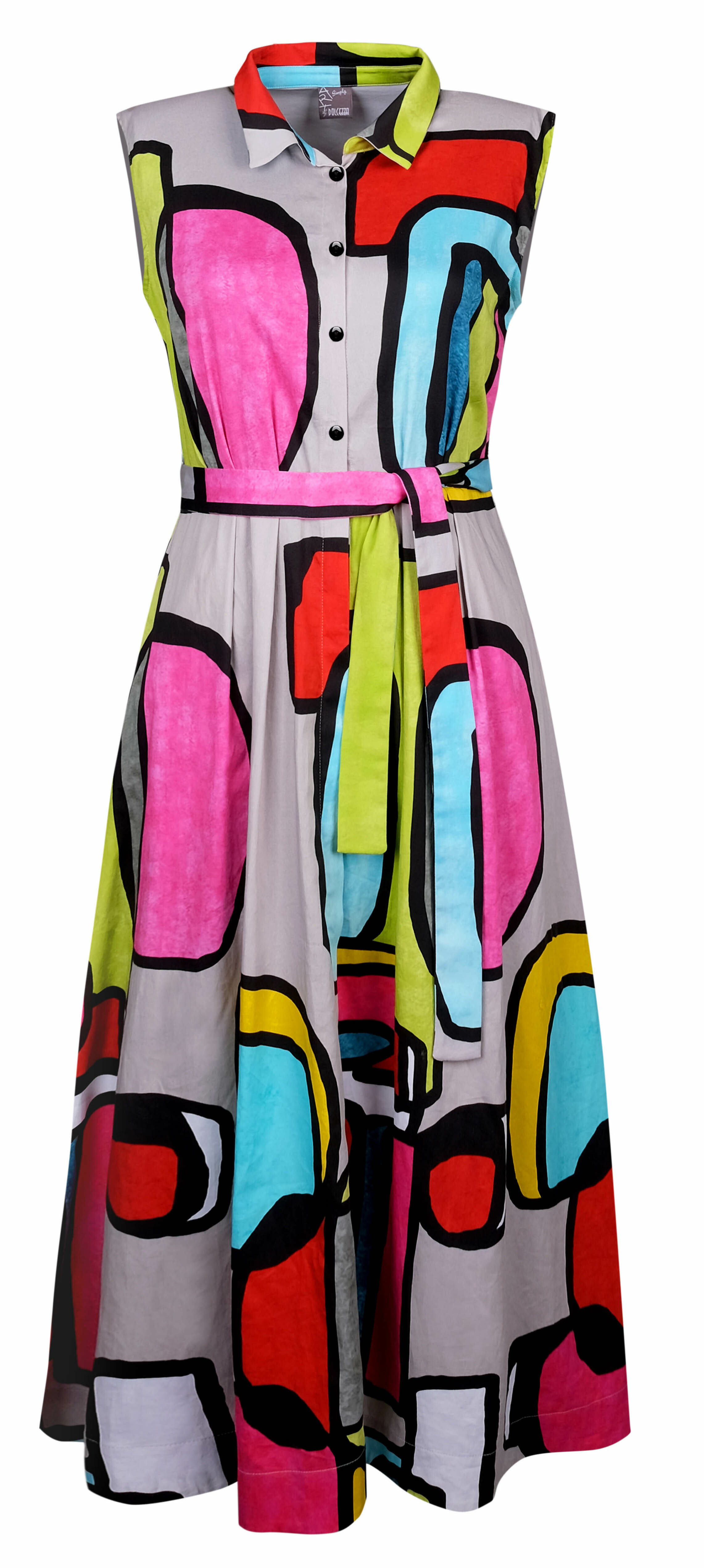 Simply Art Dolcezza: Mid Century Vibrant Romance Abstract Art Shirt Maxi Dress SOLD OUT