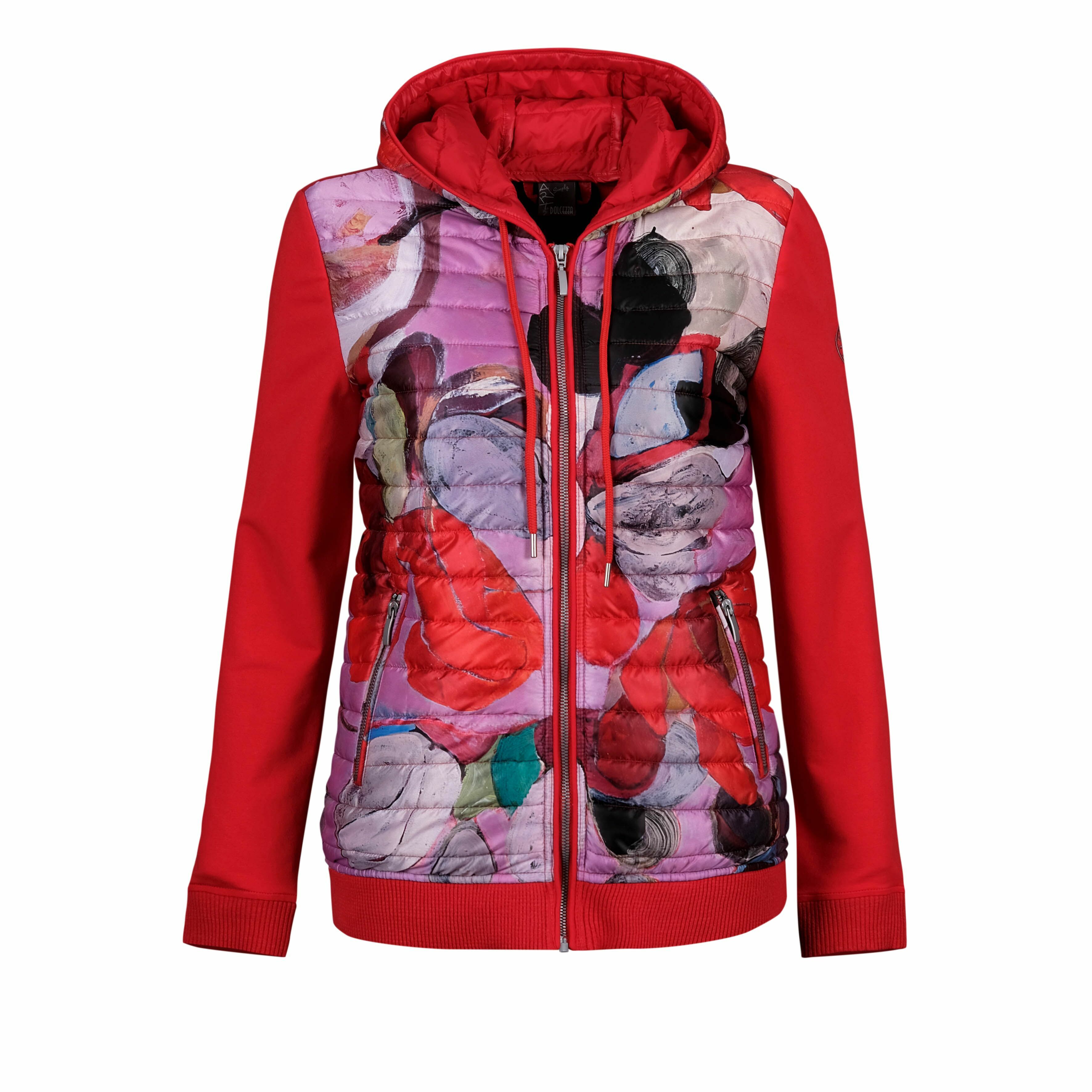 Simply Art Dolcezza: Blooms In Rouge Abstract Art Puff Hoodie Jacket (2 Left!) DOLCEZZA_SIMPLYART_20811_N1