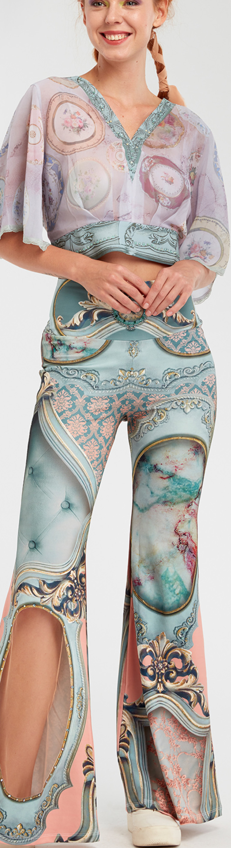 IPNG: Inna Me Royal Rose Cupboard Diamond Illusion Flare Pant (Some Ship immed!)