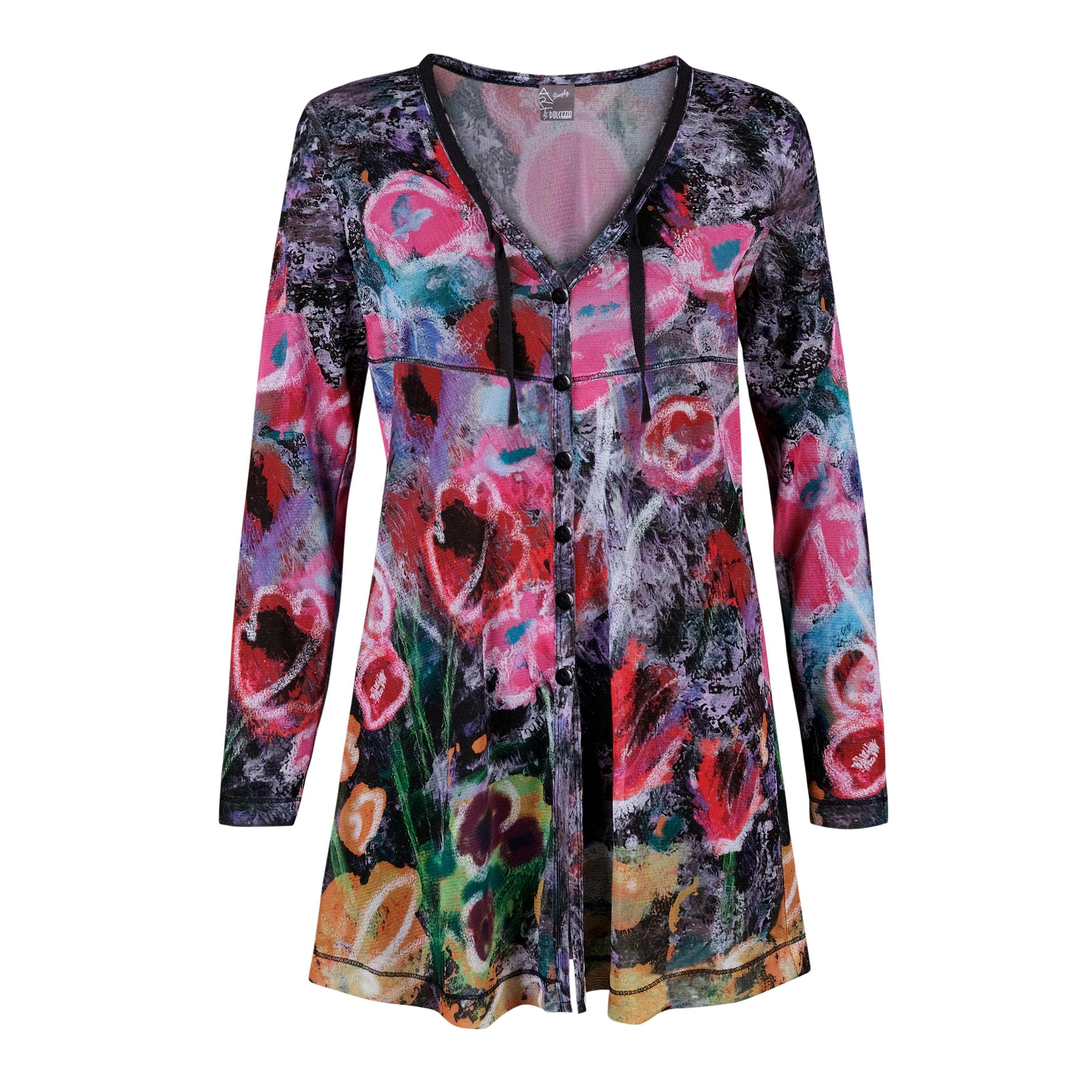 Simply Art Dolcezza: Wildest Flowers Abstract Art Tunic Cardigan (1 Left!) Dolcezza_SimplyArt_20604