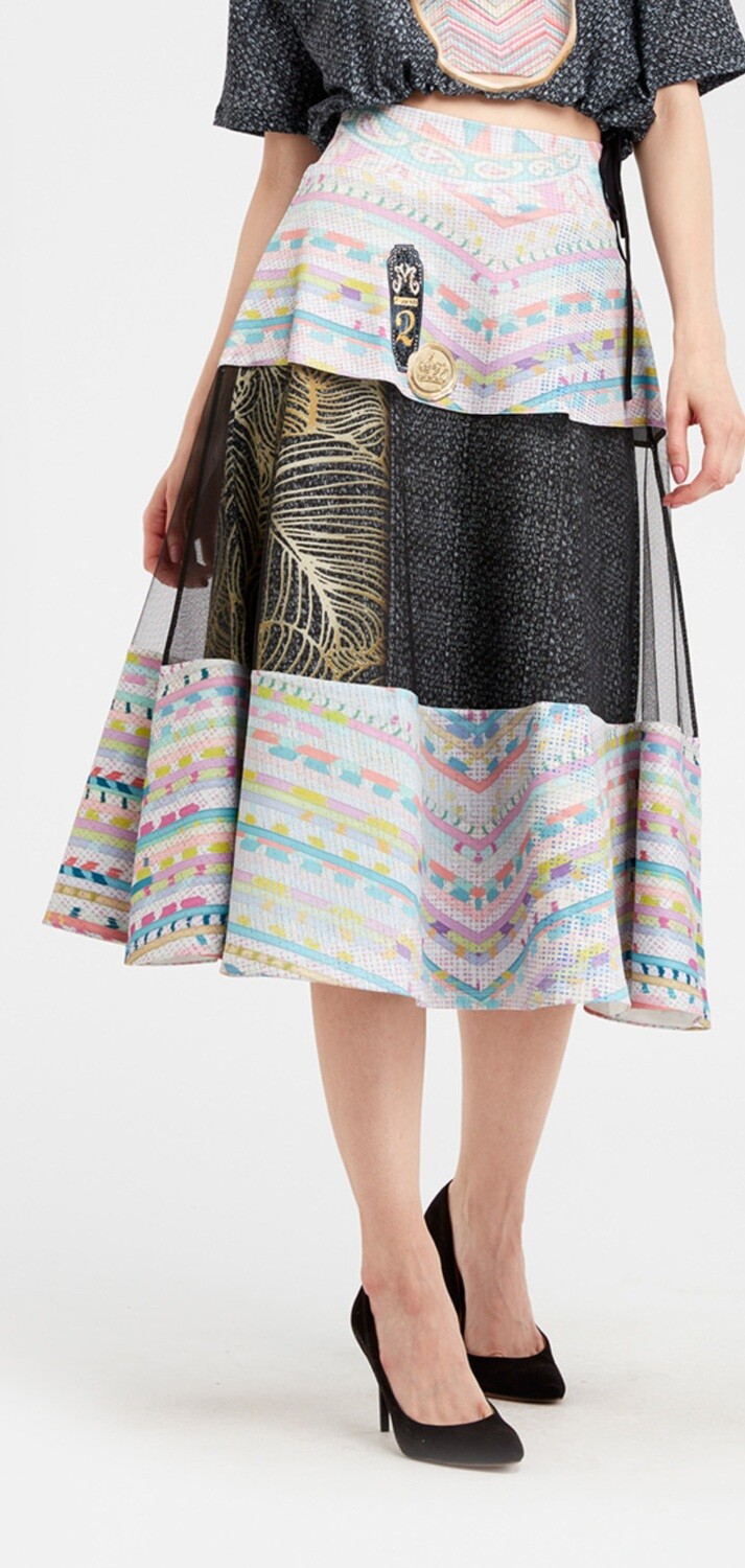 IPNG: Royal Summer Stamp High Waisted Illusion Skirt