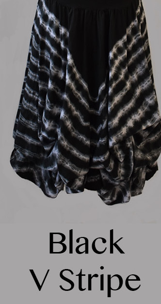 Luna Luz: Tied & Dyed Off Shoulder Diagonal Striped Hem Dress (Ships Immed in Black!)