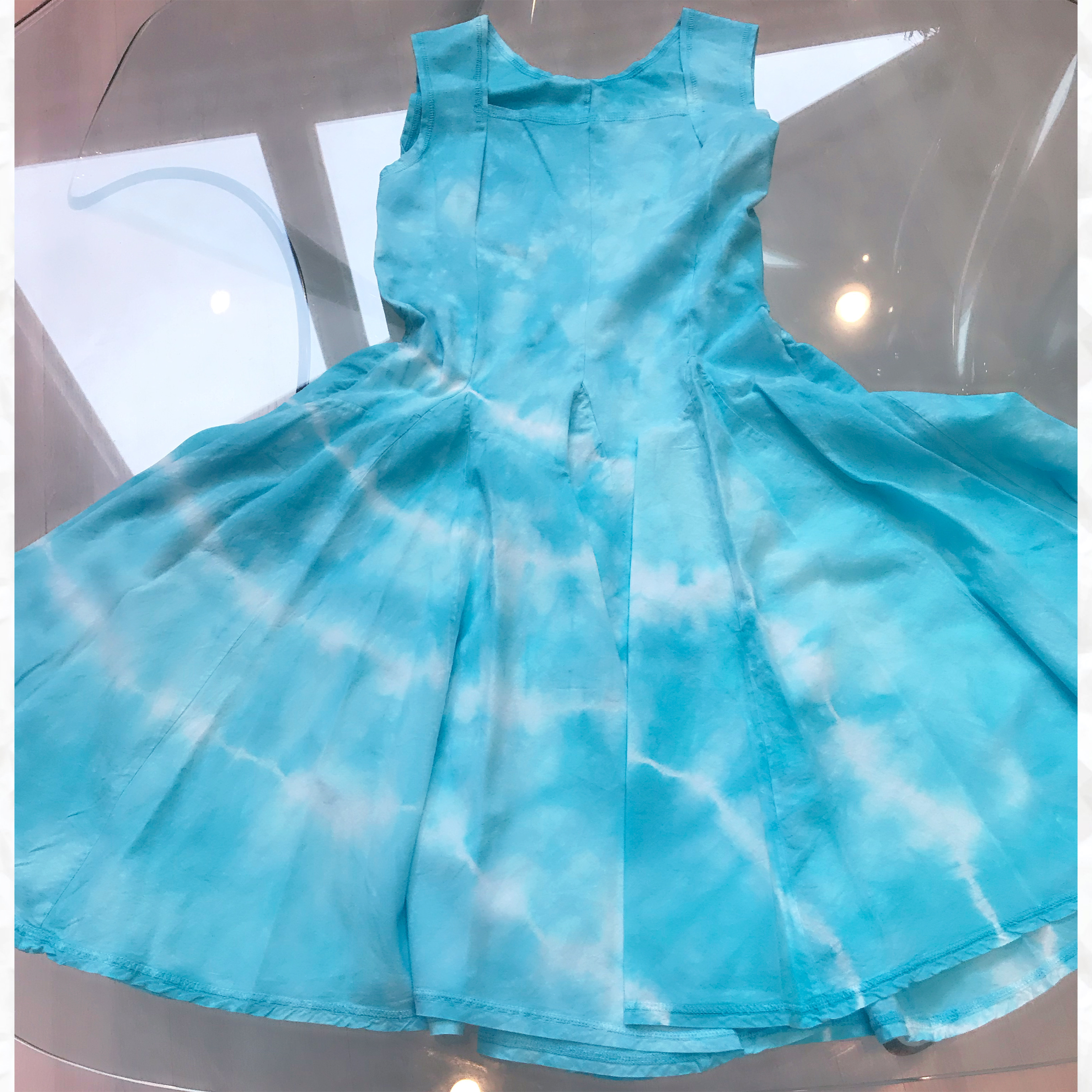Luna Luz: Square Neck Godet Dyed Tank Dress (Ships Immed in Aqua Shoreline, 2 Left!) LL_B5533T_AQUA_SHORELINE