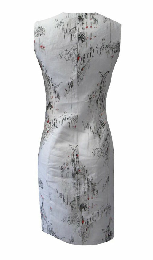 Maloka: A Day In Paris Abstract Art Linen Dress