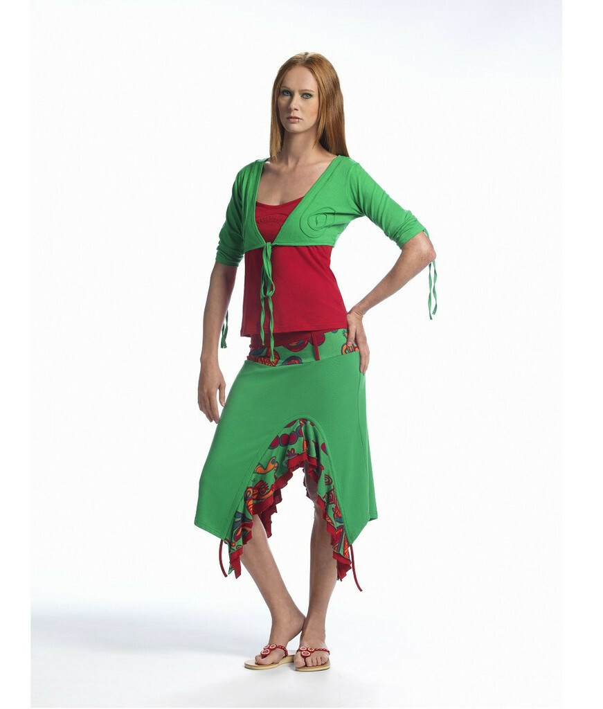 Coline USA: Red Hot Asymmetrical Ruffled Skirt