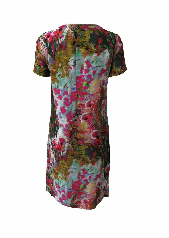 Maloka: Pink Isles Lace Detail Abstract Art Midi Dress 2 left!)