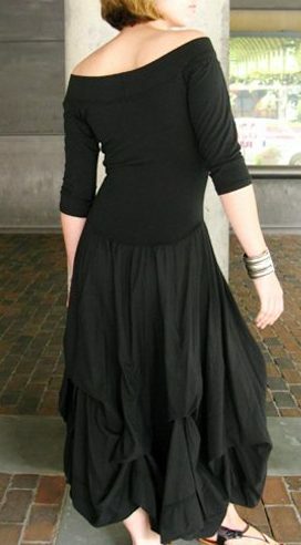 Luna Luz: Tied & Dyed Off The Shoulder Godet Dress (Ships Immed in Black, More Arrived!)