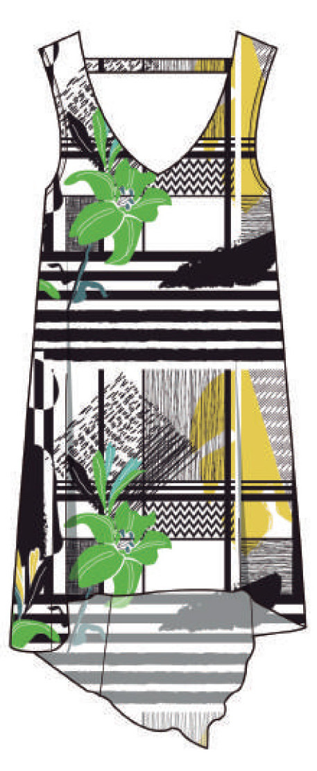 Maloka: Lemon Marble Beauty Abstract Art Beach Tunic/Dress