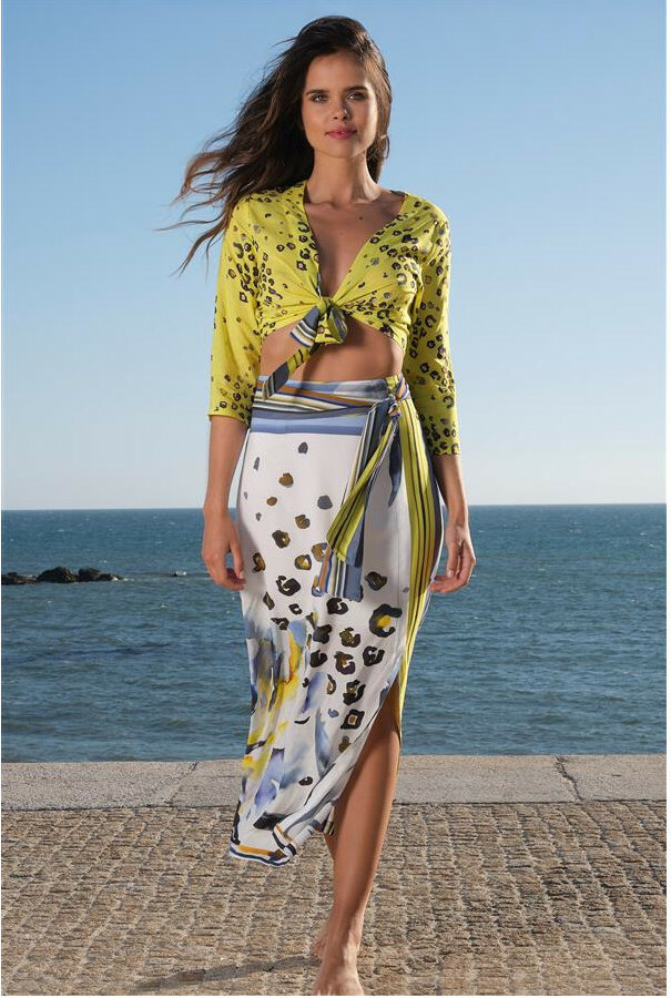 Paul Brial: Lilies Under The Sun Cutout Maxi Skirt PB_SUMMER_PLEIN_SOLEIL