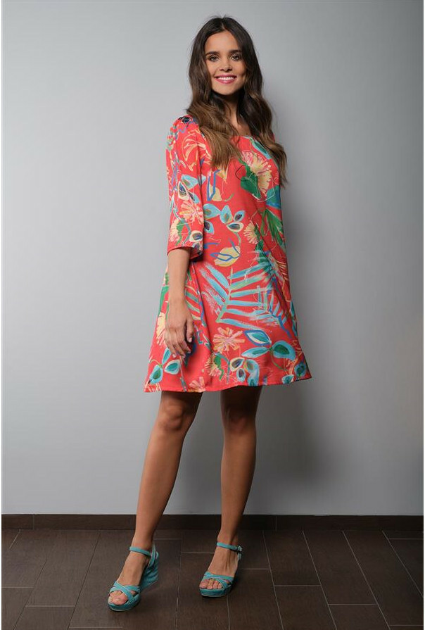 Paul Brial: Cool Hawaiian Cotton/Linen Midi Dress