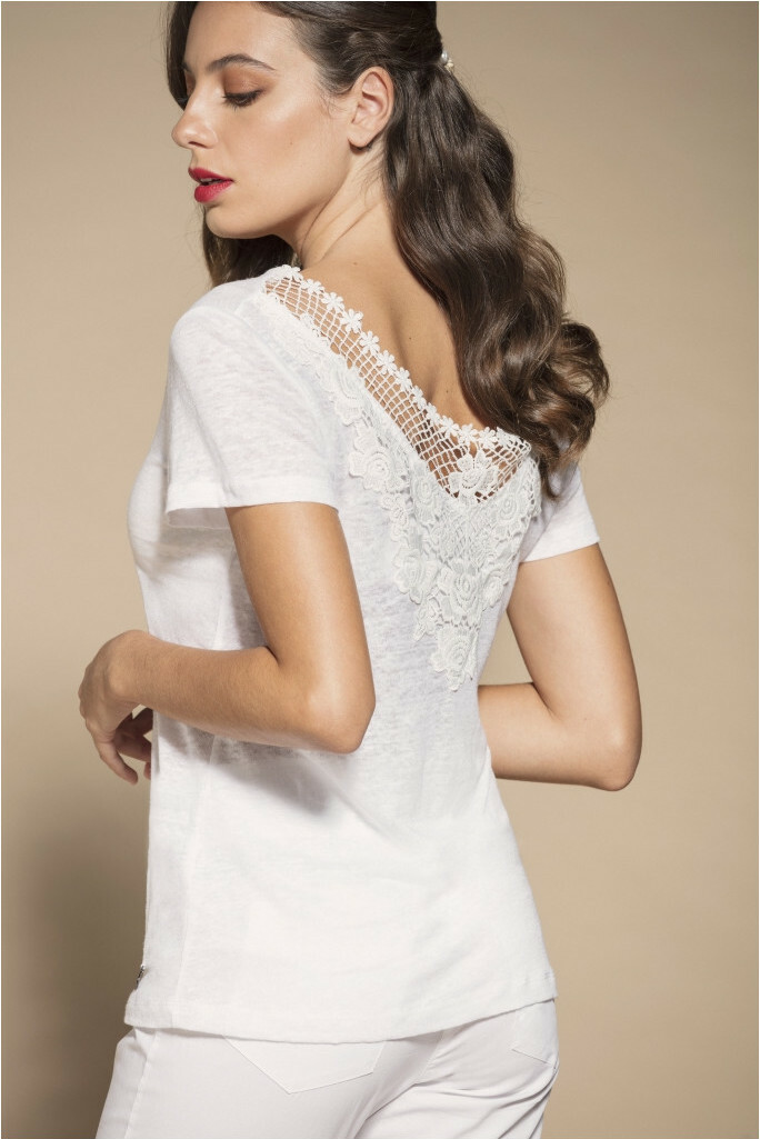 Maloka: Rose Petal Back Linen Top MK_MARINE