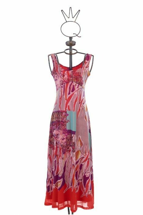 Save The Queen: Purple Lilacs & Pink Roses On Fire Maxi Dress SOLD OUT
