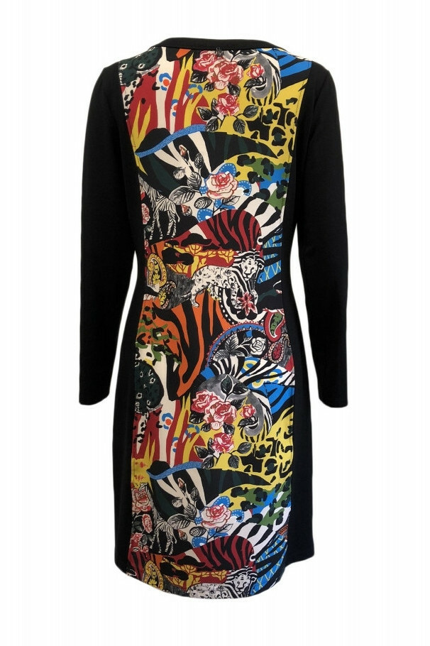 Maloka: Jungle Party Keyhole Abstract Art Contrast Dress