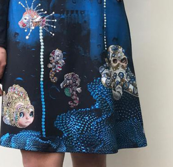 IPNG: Turquarium Jeweled Underwater Illusion Scene Midi Dress (Some Ship Immed!)