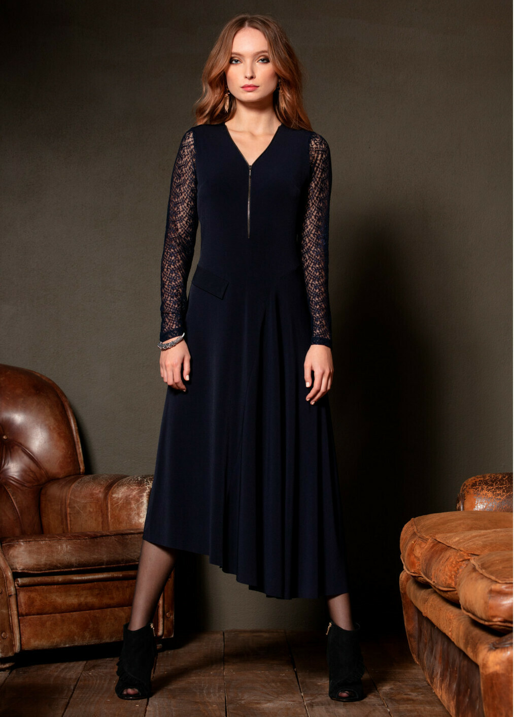 Maloka: Sophisticated Madame Asymmetrical Jersey Dress