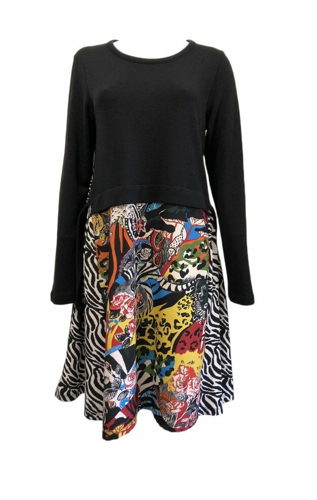 Maloka: Jungle Party Abstract Art Mixed Media Sweater Dress