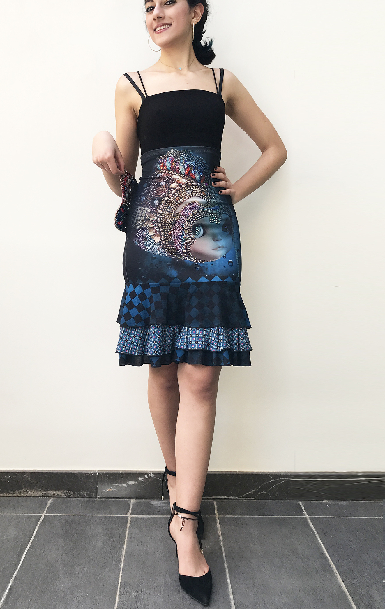 IPNG: Turquarium Jeweled Underwater Illusion Scene Ruffled Skirt (Some Ship Immed!)