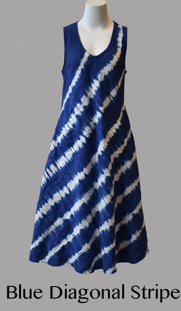 Luna Luz: Ribbed Linen A-Line Tie Dye Midi Dress (Many Colors, Ships Immed!)