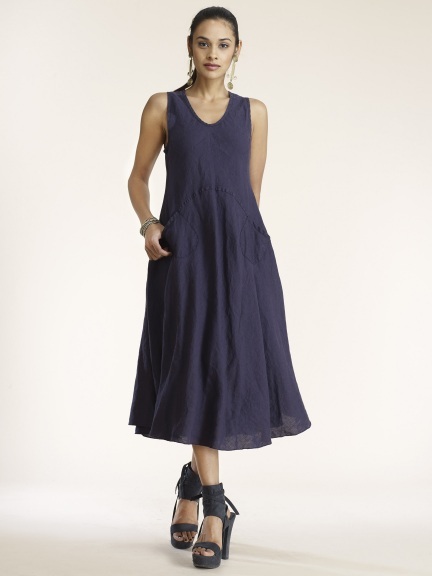Luna Luz: Ribbed Linen A-Line Tie Dye Midi Dress (Many Colors, Ships Immed!)