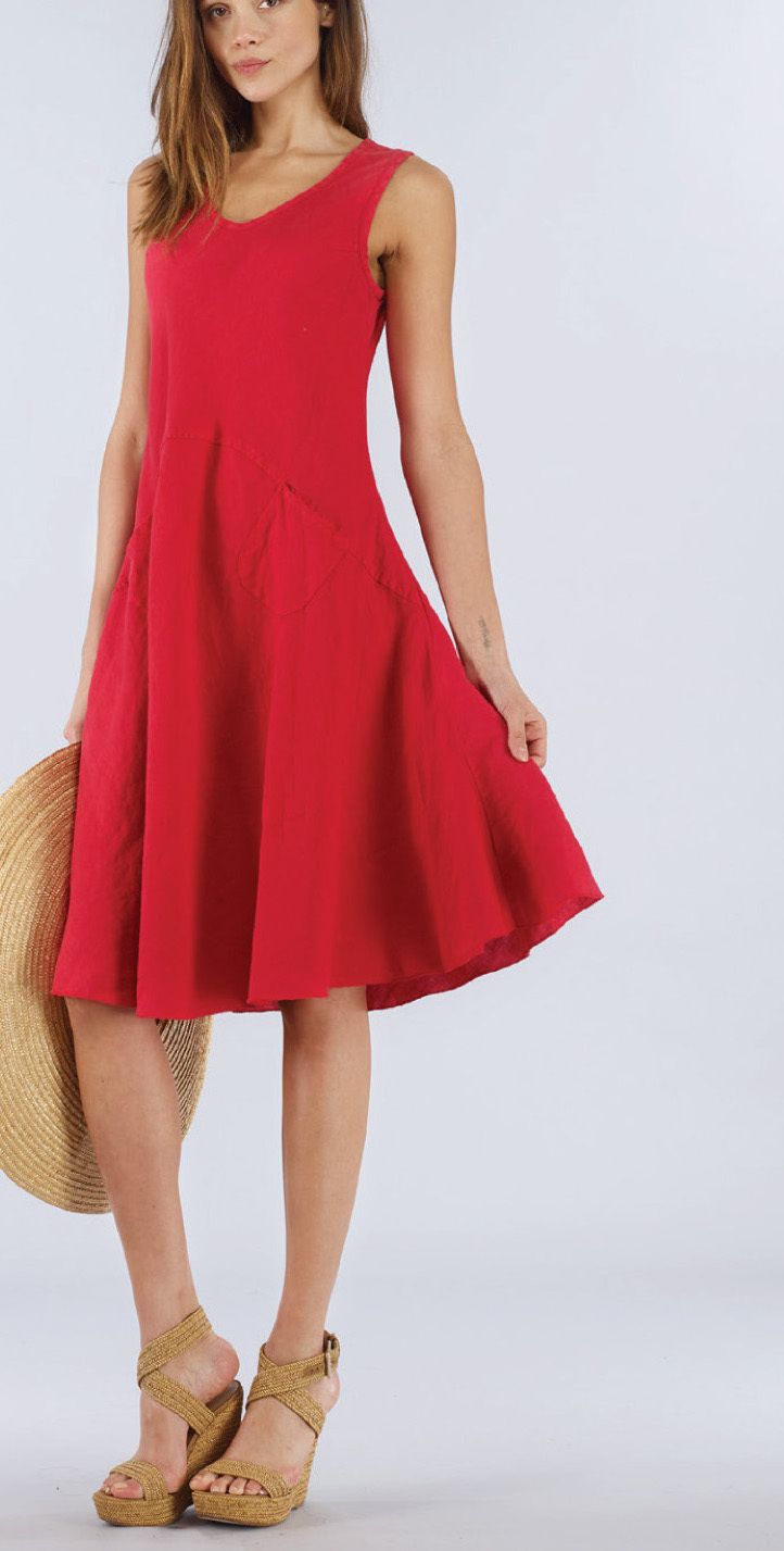 Luna Luz: Ribbed Linen A-Line Tie Dye Dress (Many Tie Dye Color Patterns, Ships Immed!)