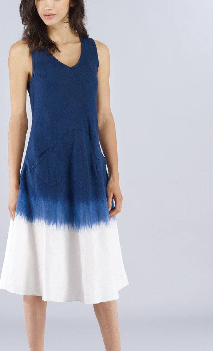 Luna Luz: Ribbed Linen A-Line Tie Dye Dress (Many Tie Dye Color Patterns, Ships Immed!) LLL_7769T_NEW1