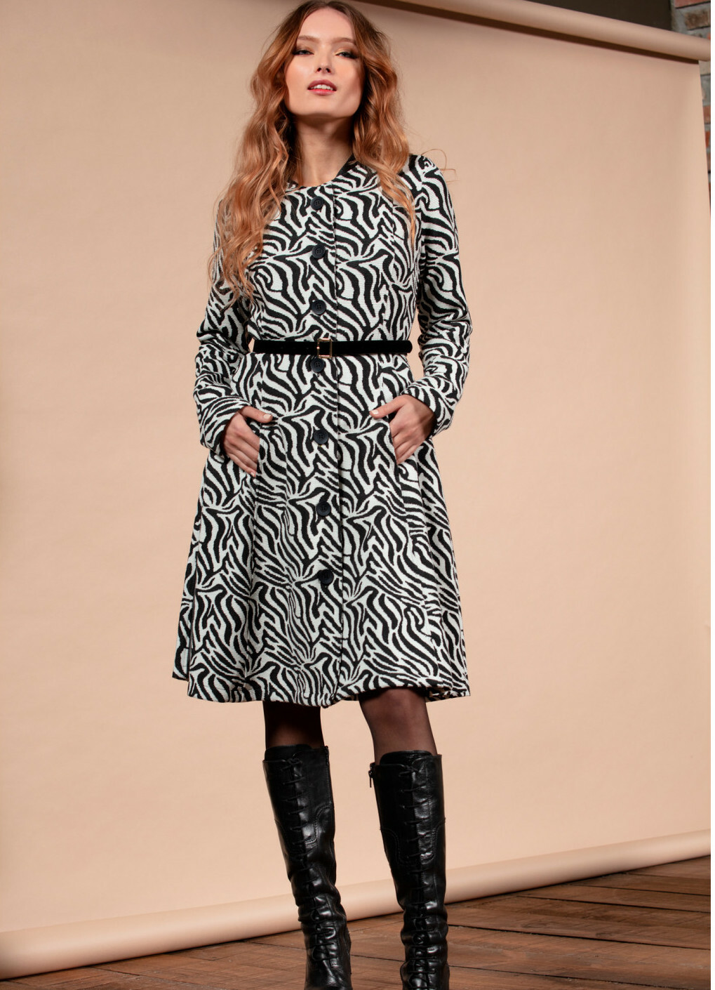 Maloka: Zebra Safari Flared Coat MK_ZOEY