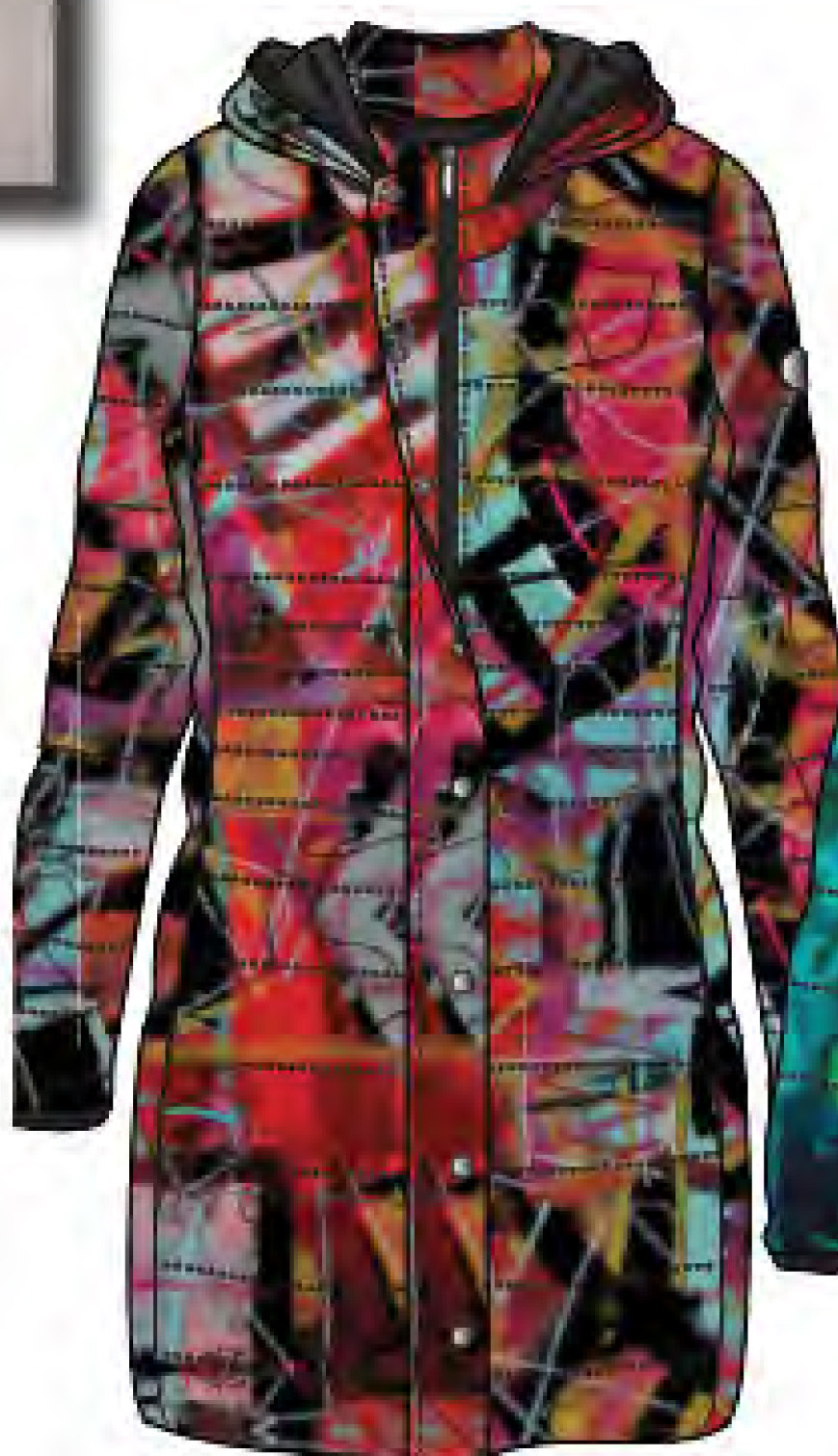 Simply Art Dolcezza: Red 3 Graffiti Abstract Art Coat (Removable Hood!)