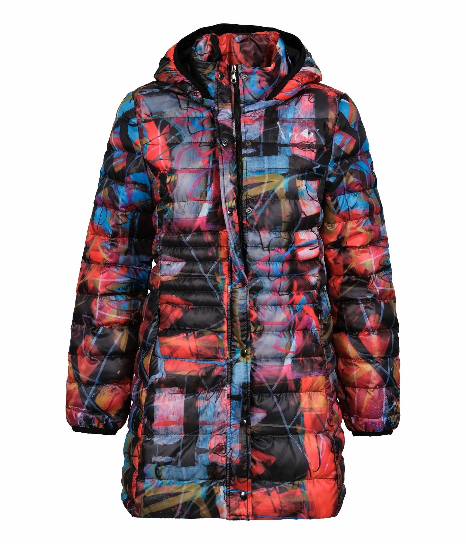 Simply Art Dolcezza: Red 3 Graffiti Abstract Art Coat (Removable Hood!) Dolcezza_Simplyart_70841
