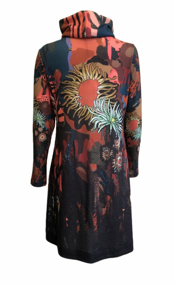 Maloka: Sedona Rock Abstract Art Sweater Dress (With Detachable Cowl Neck!)
