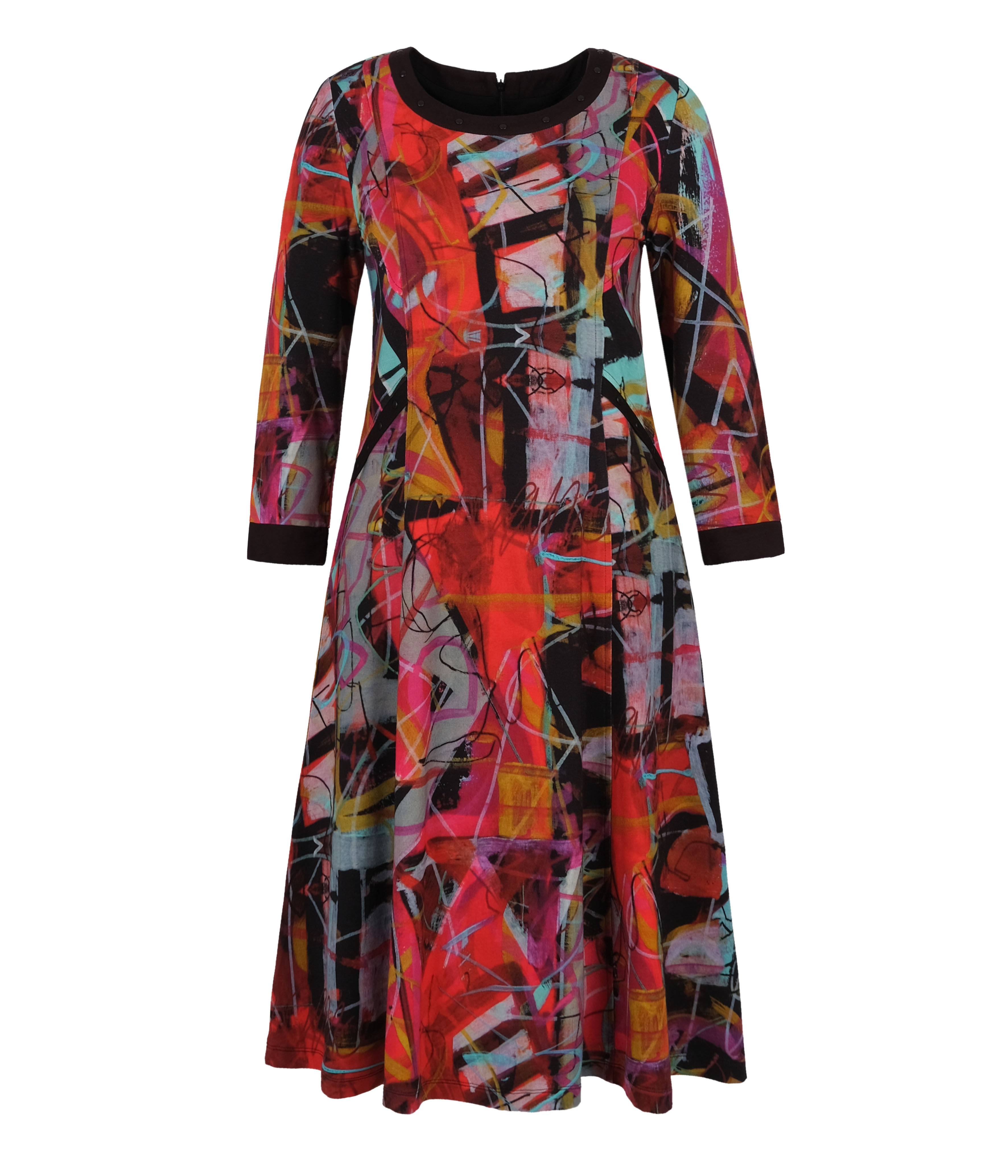 Simply Art Dolcezza: Red 3 Graffiti Abstract Art Flared Dress (2 Left!)