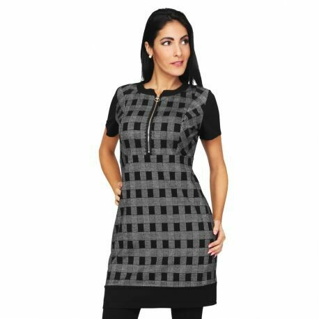 S'Quise Paris: Gingham Check Zip Dress/Tunic