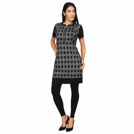 S'Quise Paris: Gingham Check Zip Dress/Tunic