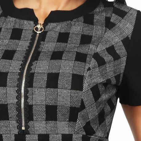 S'Quise Paris: Gingham Check Zip Dress/Tunic