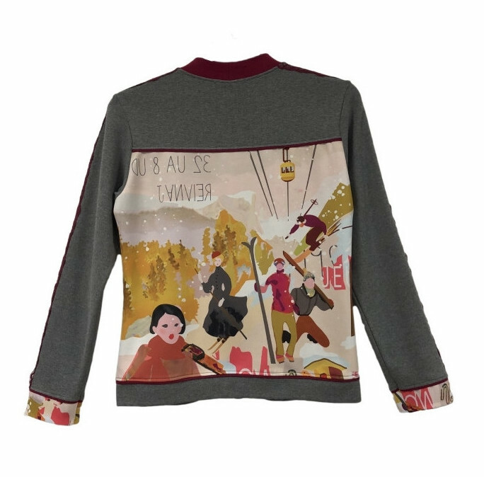 Maloka: My Pink Skis Abstract Art Zip Up Jacket