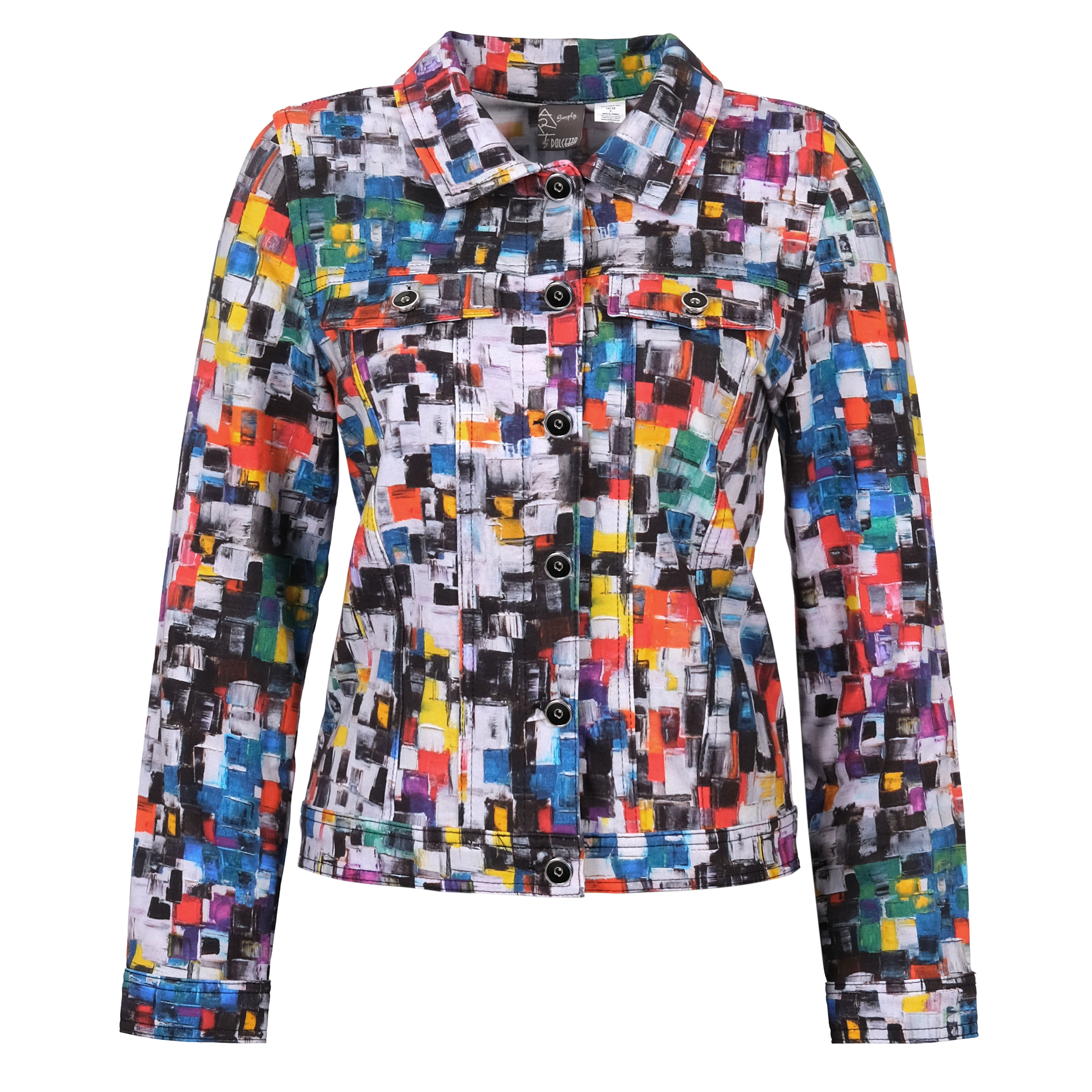 Simply Art Dolcezza: Heads Up In Color Abstract art Denim Jacket DOLCEZZA_SIMPLYART_70728_N
