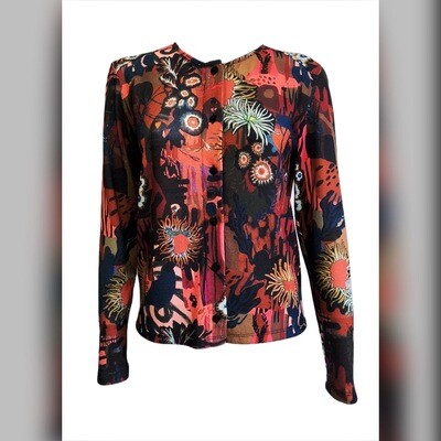 Maloka: Sedona Rock Abstract Art Buttoned Cardigan