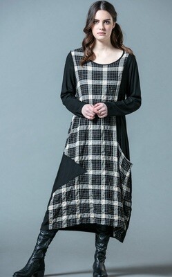 G!oze France: Checkerboard Asymmetrical Pocket Dress