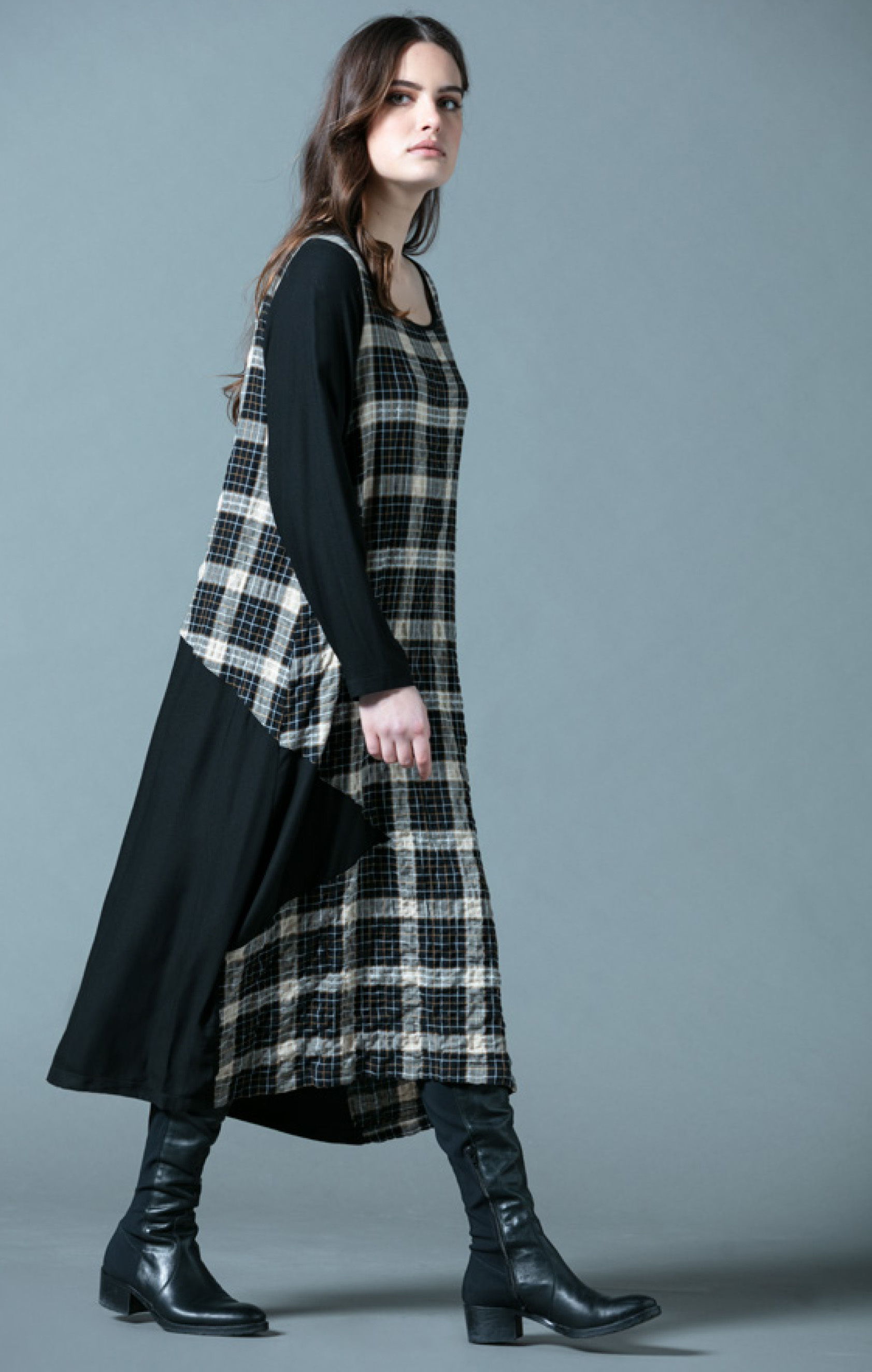 G!oze France: Checkerboard Asymmetrical Pocket Dress